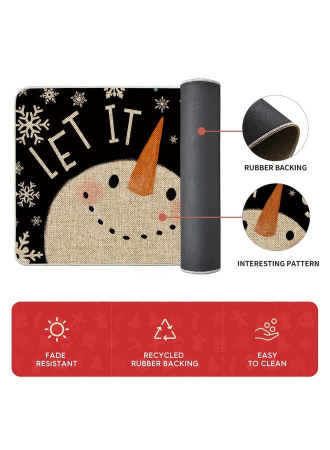 Artoid Mode Snowman Deer Let It Snow Snowflake Christmas Kitchen Mats Set of 2, Winter Decor Low-Profile Kitchen Rugs for Floor - 17x29 and 17x47 Inch