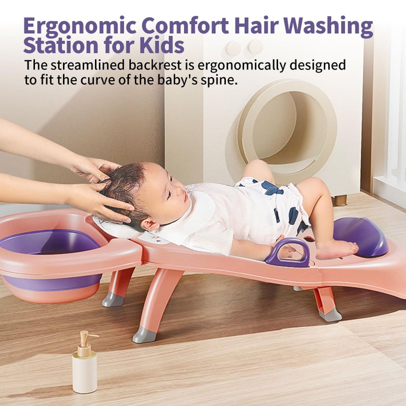 ZIXNEXKOO Hair Washing Station for Kids Children's Shower Seat Adjustable Children Shampoo Chair Bath Seat Household Foldable for 1 to 16 Years Old - Image 5
