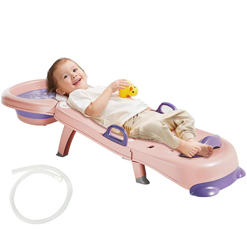 ZIXNEXKOO Hair Washing Station for Kids Children's Shower Seat Adjustable Children Shampoo Chair Bath Seat Household Foldable for 1 to 16 Years Old - Image 1