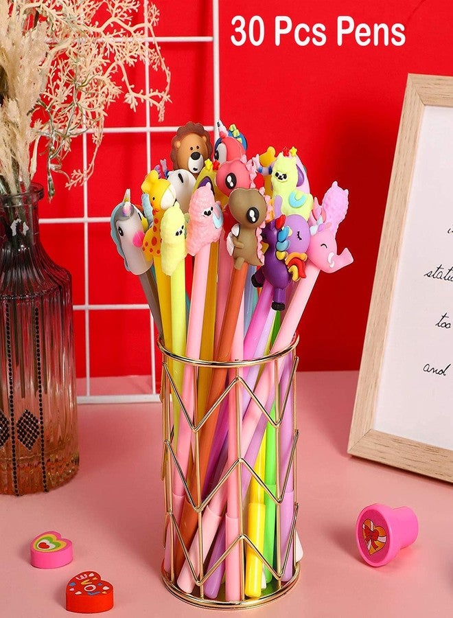 STORE 2508 Store2508 Pack of 30 Cute Cartoon Gel Blue Ink Pens Mixed Designs Unicorn Dinosaur Giraffe Panda Lion Elephant. Best Return Gift for Kids Birthday - Image 2
