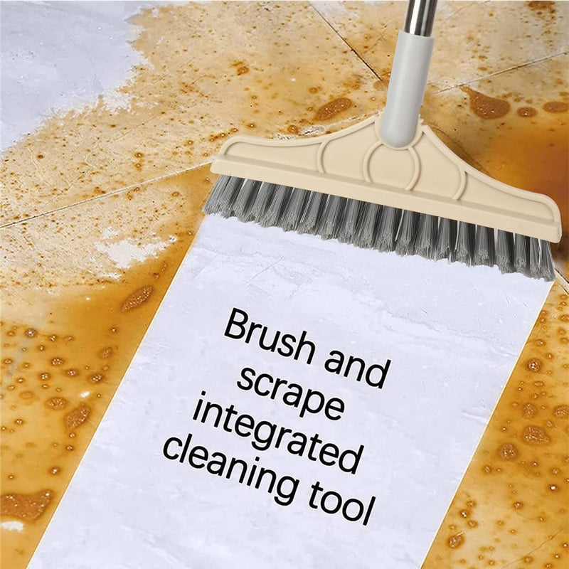 ARAINY 2 in 1 Floor Brush Scrubber with Long Handle Grout Brush 3 Poles 53.5'' New Upgrade Stiff Bristle Cleaning Scrub Brush with Squeegee 120Â°Rotating Tile Brush for Cleaning Bathroom Glass Patio Kitchen - Image 2