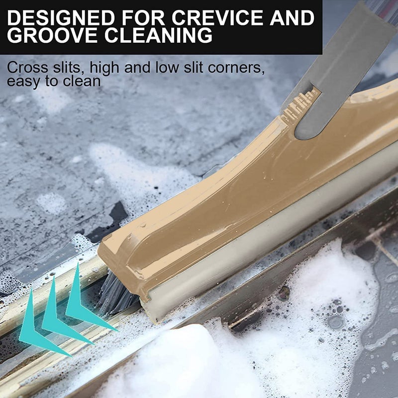 ARAINY 2 in 1 Floor Brush Scrubber with Long Handle Grout Brush 3 Poles 53.5'' New Upgrade Stiff Bristle Cleaning Scrub Brush with Squeegee 120Â°Rotating Tile Brush for Cleaning Bathroom Glass Patio Kitchen - Image 5