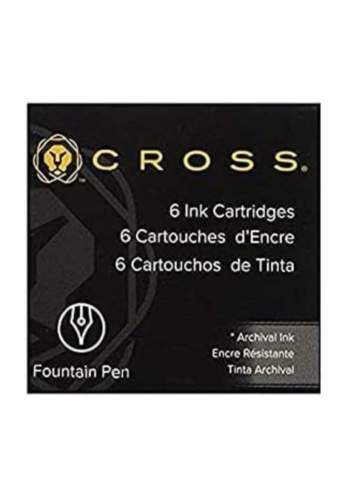 Cross Fountain Pen Refill Cartridges - Blue Ink, Pack of 6 - Image 1