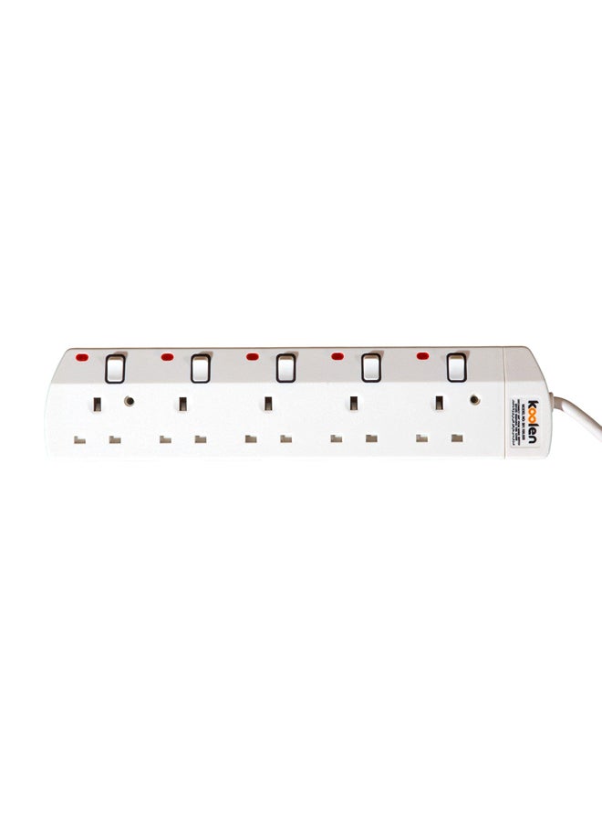 KOOLEN Koolen 5 Ways Power Extension Sockets 5 m White  - Image 3