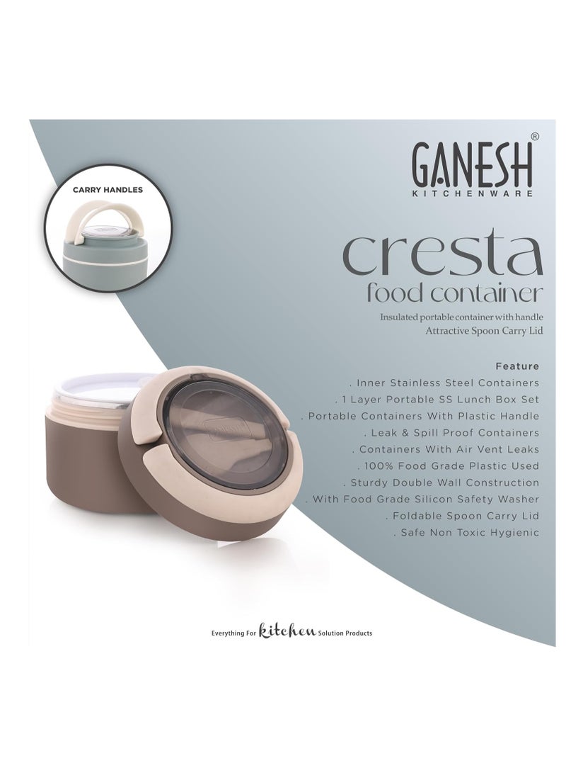 Ganesh Cresta Food Insulated Airtight Leak-Proof Lunch Box for Office, School, Picnic - 400ml -Color May Vary, Plastic - Image 3