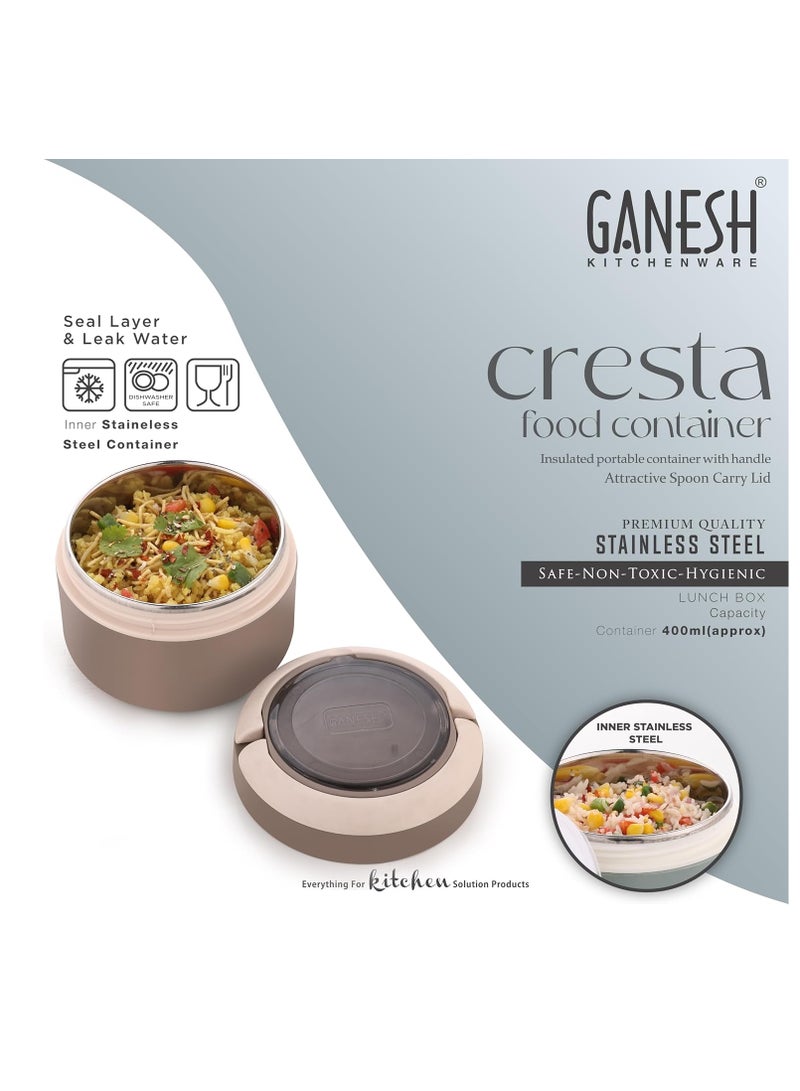 Ganesh Cresta Food Insulated Airtight Leak-Proof Lunch Box for Office, School, Picnic - 400ml -Color May Vary, Plastic - Image 5