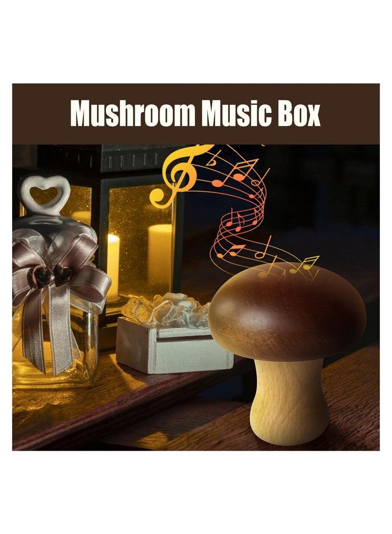 كابتن تيك صندوق موسيقى دوار خشبي على شكل فطر، صندوق موسيقى خشبي صلب على شكل فطر على شكل ساعة، هدية عتيقة رائعة ومتينة للديكور للأولاد والبنات والبالغين والأطفال (بني) - Image 2