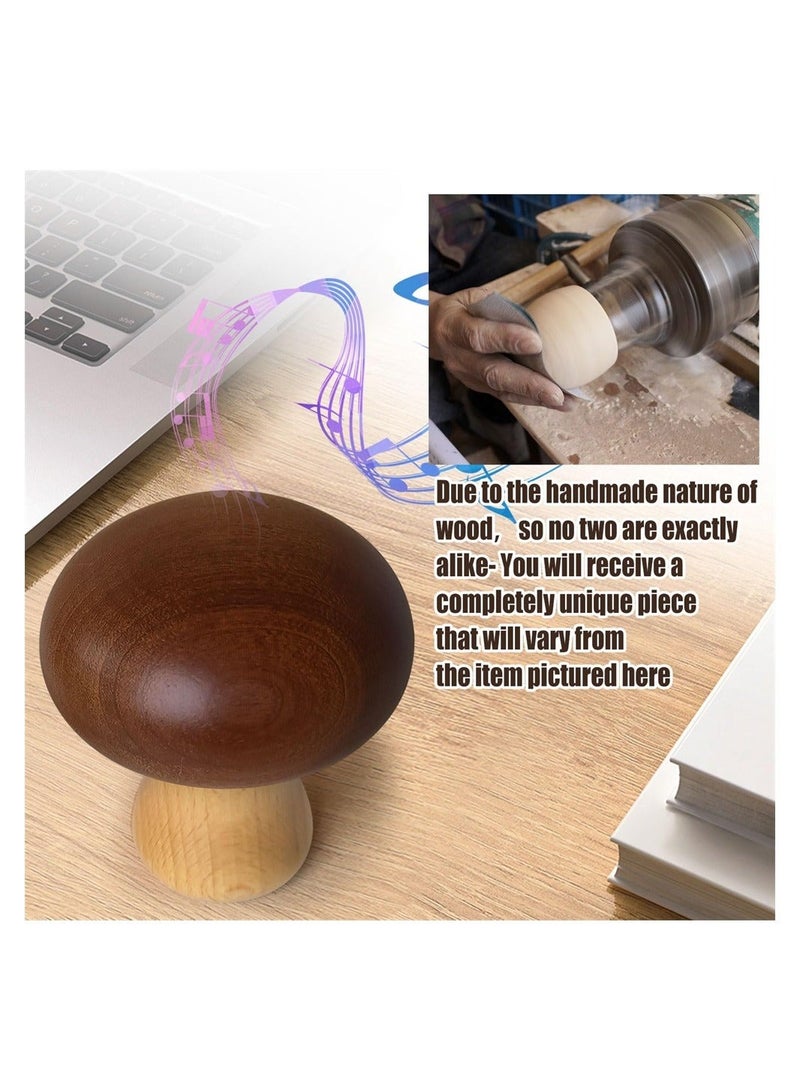 كابتن تيك صندوق موسيقى دوار خشبي على شكل فطر، صندوق موسيقى خشبي صلب على شكل فطر على شكل ساعة، هدية عتيقة رائعة ومتينة للديكور للأولاد والبنات والبالغين والأطفال (بني) - Image 5