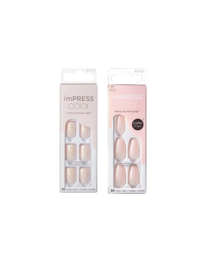 Kiss Impress Color Nails Medium Coffin- Serendipity IMC502C & Impress Color Nails Point PinkBundle - Image 2