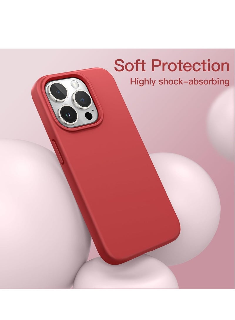 إلترازون 5 in 1 Silicone Case for iPhone 14 Pro Max 6.7-inch, with 2-Pack Screen Protector and 2-Pack Camera Lens Protector, Full Coverage Tempered Glass Film, Shockproof Phone Cover (Red) - Image 5