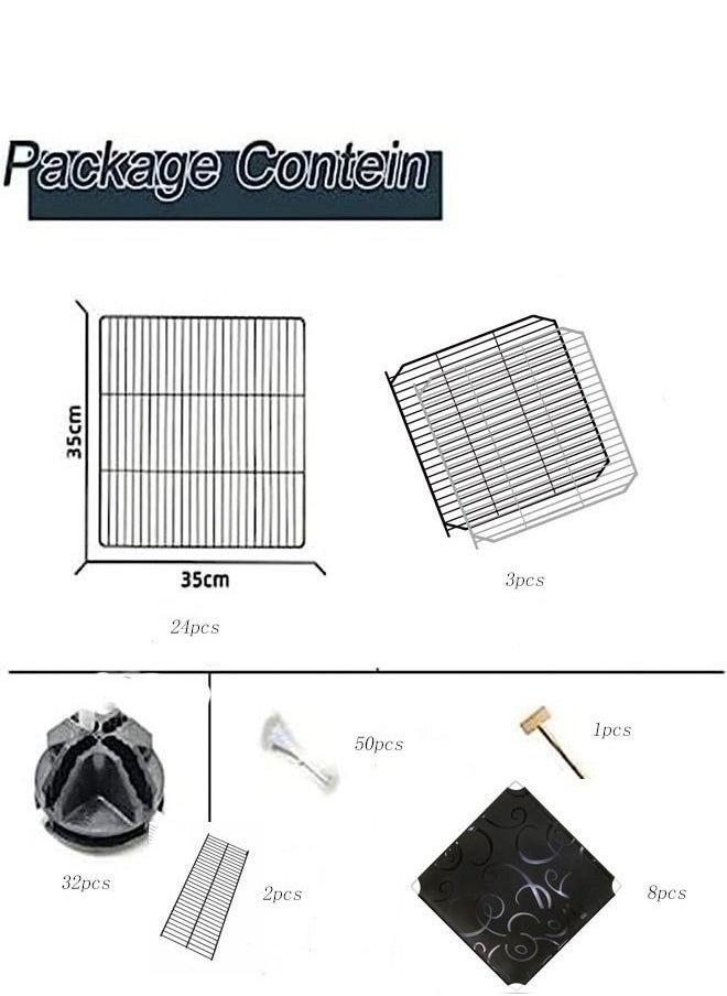 Three Layer Cat Cage Indoor DIY Cat Playground Detachable Metal Wire Kennel Crate Large Playground Suitable For 1-2 Cats Black