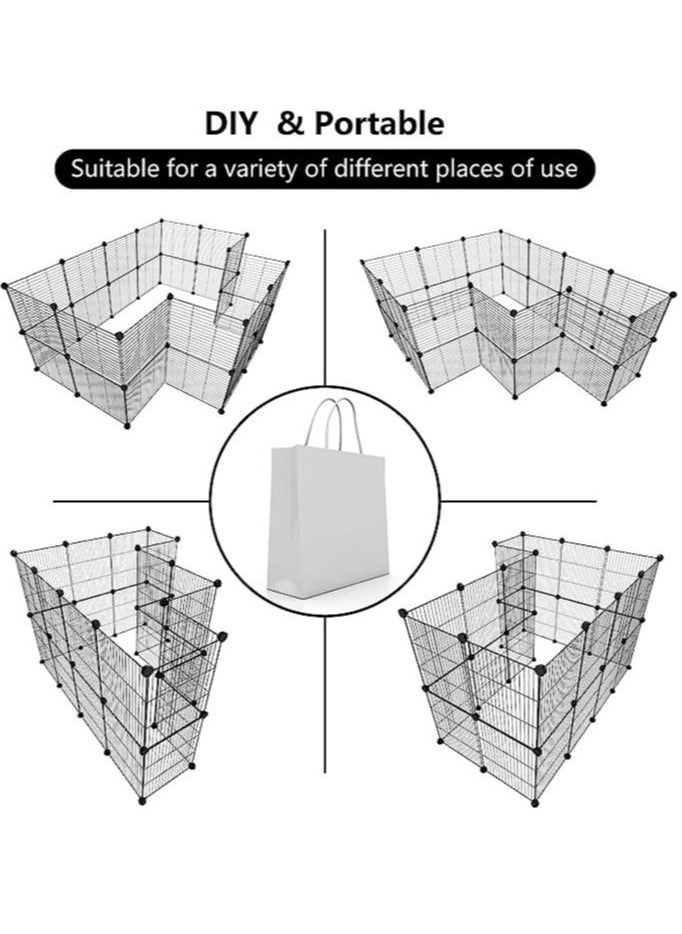 Three Layer Cat Cage Indoor DIY Cat Playground Detachable Metal Wire Kennel Crate Large Playground Suitable For 1-2 Cats Black