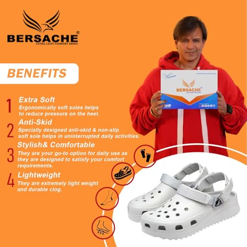 BERSACHE Extra Soft Classic Casual with Regular wear with Ultra Soft & Flexibility Technology Clog for Men's/Boy's Grey - Image 2