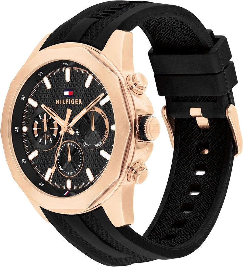 Tommy Hilfiger Men's Black Dial Rose Gold Watch - Image 2