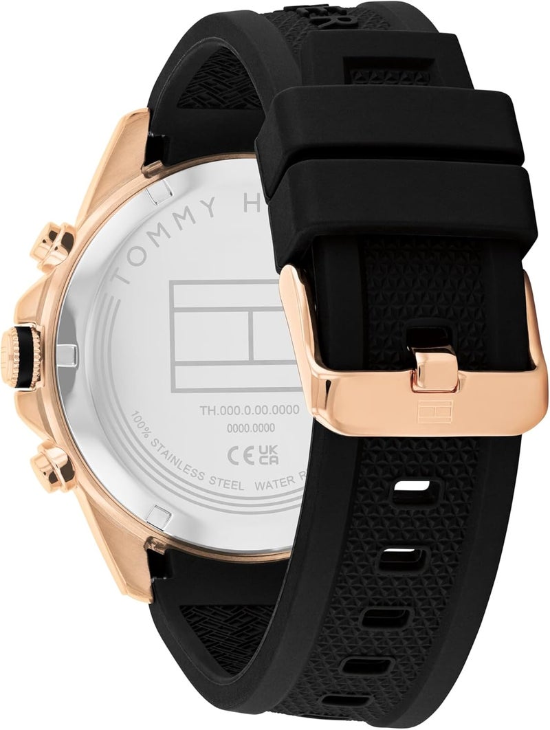 Tommy Hilfiger Men's Black Dial Rose Gold Watch - Image 3