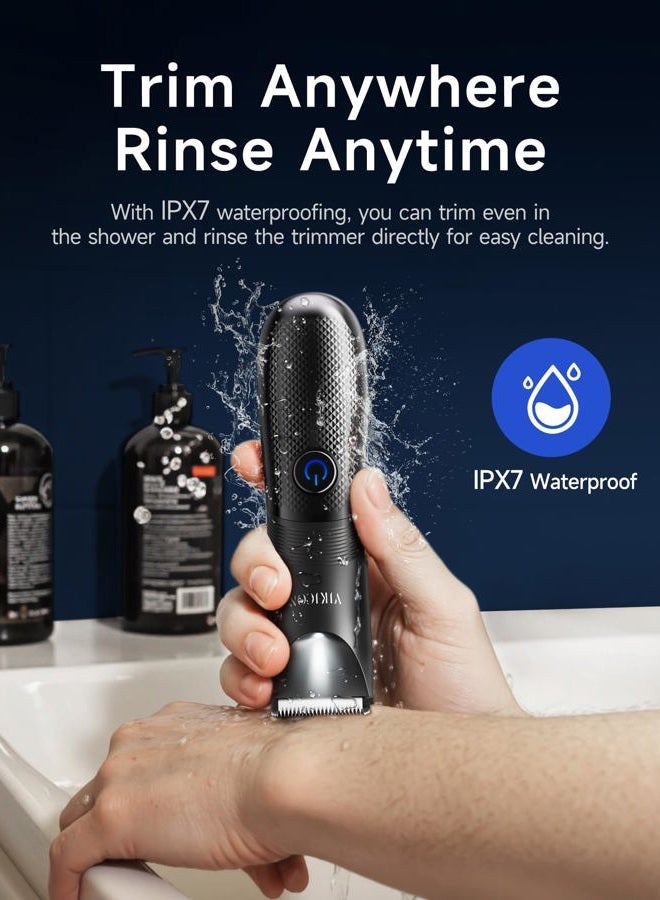 VIKICON Manscape Trimmer for Men - No Nicks Electric Razor-Shaver for Balls/Pubic/Groin/Legs/Chest Hair Removal w/Light & Ceramic Blade, IPX7 Waterproof Body Groomer USB-C Charging, Gifts for Him Dad - Image 5