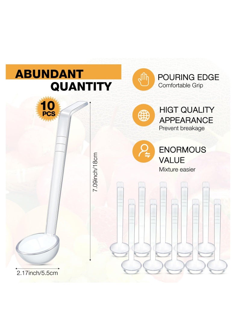 XiuWoo Clear Small Ladle Mini Ladle, 10 Pcs 1 oz Plastic Punch Bowl Serving Spoon, Gravy Long Handle Ladles, for Dressing Soup Fruit Juices Party Banquets - Image 3