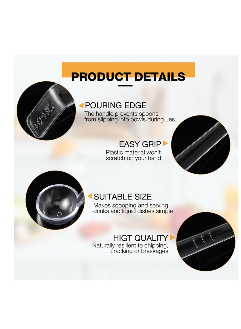 XiuWoo Clear Small Ladle Mini Ladle, 10 Pcs 1 oz Plastic Punch Bowl Serving Spoon, Gravy Long Handle Ladles, for Dressing Soup Fruit Juices Party Banquets - Image 2