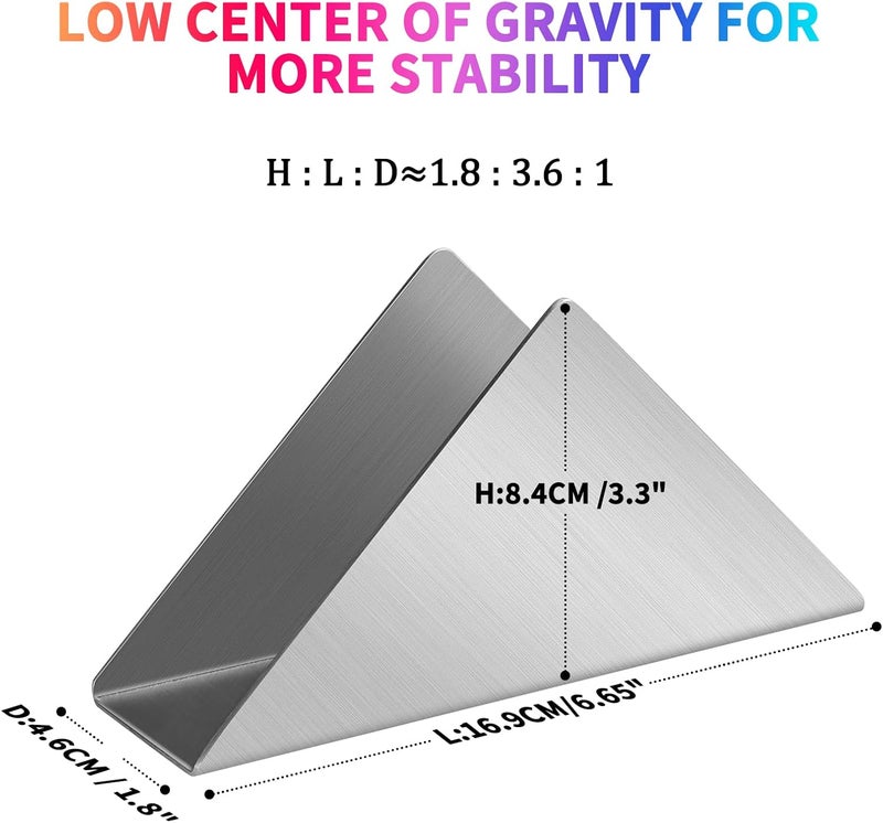 Lidwot حامل مناديل من الفولاذ المقاوم للصدأ الفضي للطاولة، منظم موزع المناديل المعدني القائم لطاولة المطبخ وغرفة الطعام، حامل مناديل الكوكتيل والنزهات، موزع مناديل معدني عمودي. قطعة واحدة. - Image 5
