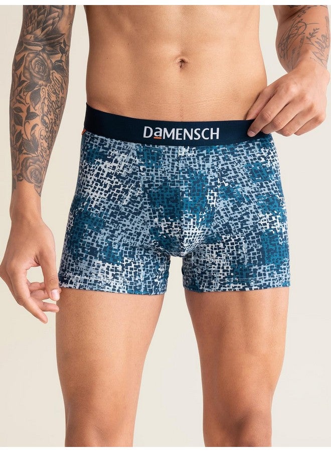 DaMENSCH DAMENSCH Men's Regular Fit Printed Cotton Trunks | Combed Cotton, Stretchy Fabric Underwear for Men, Trunks for Men, Boxer Briefs for Men,Mens Underwear-Soft Chambray,Colonial Blue-2XL  - Image 5