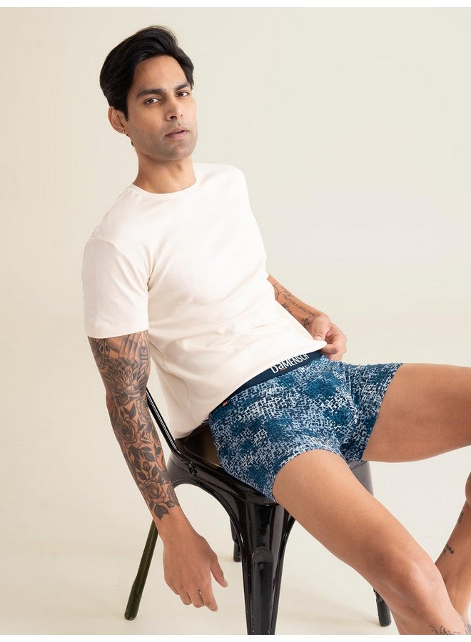 DaMENSCH DAMENSCH Men's Regular Fit Printed Cotton Trunks | Combed Cotton, Stretchy Fabric Underwear for Men, Trunks for Men, Boxer Briefs for Men,Mens Underwear-Soft Chambray,Colonial Blue-2XL  - Image 3