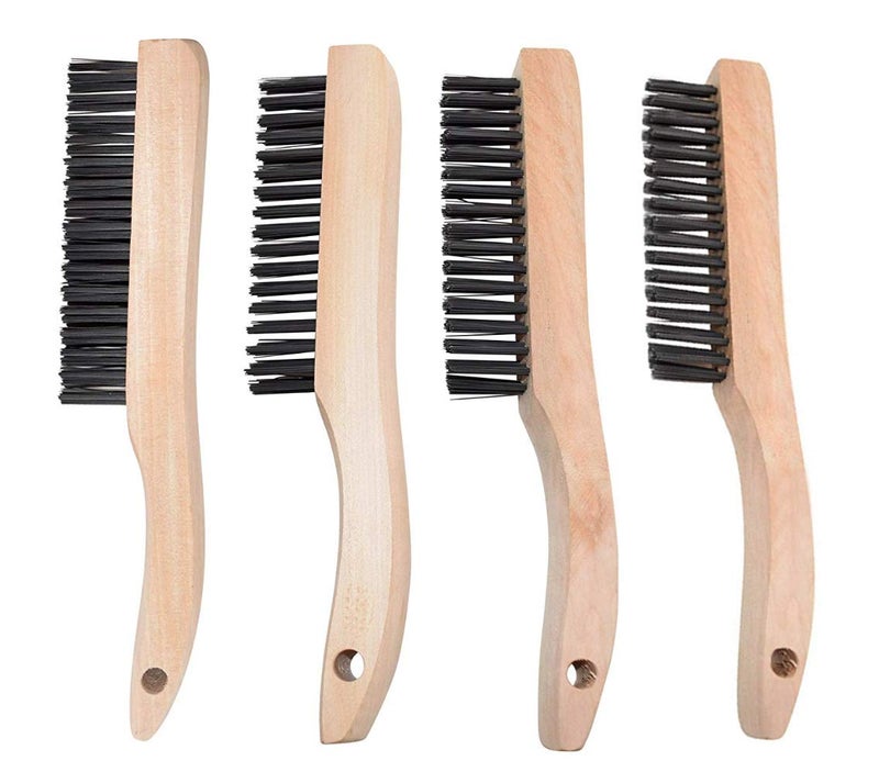 JOUNJIP JOUNJIP 4 MultiPurpose Shoe Handle Wire Scratch Brushes with Black Oil Tempered Steel 