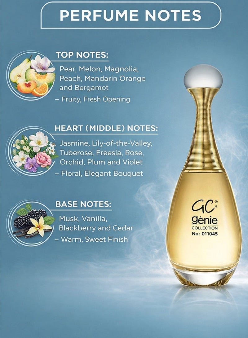 Genie Collection 1045 Perfume for Women 25ML EDP – Jasmine, Lily of the Valley, Rose & Orchid with Musk Vanilla Long Lasting Fragrance - Image 2