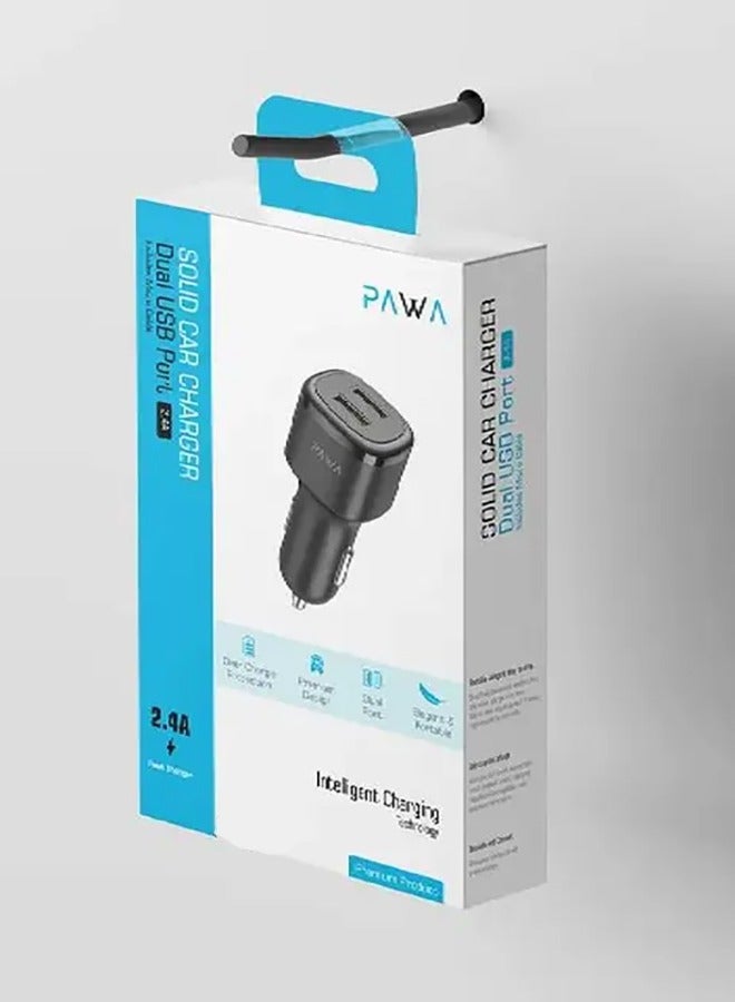 باوا شاحن سيارة صلب 2.4 أمبير بخاصية التعرف التلقائي / محمول وأنيق / آمن ومشبع - أسود - Image 2