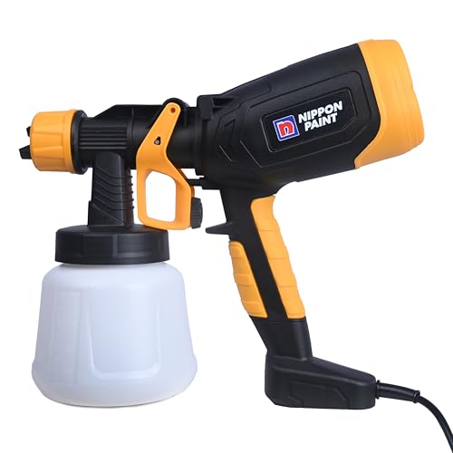 Nippon Paint 450W Electric Paint Spray Gun with 900Ml Container, 2M Long Cable | Suitable for Indoor Outdoor Home & Industrial Use (Pack of 1, Yellow and Black) - Image 1