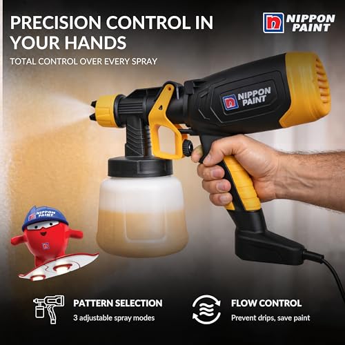 Nippon Paint 450W Electric Paint Spray Gun with 900Ml Container, 2M Long Cable | Suitable for Indoor Outdoor Home & Industrial Use (Pack of 1, Yellow and Black) - Image 3