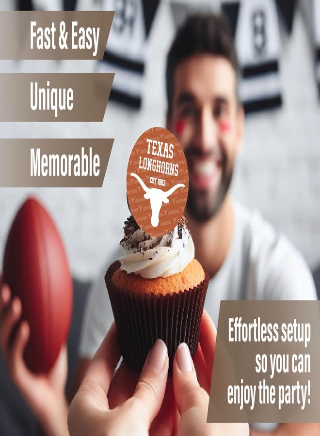 PartyKandy University of Texas Party Supplies for Football, Birthday Gift, Graduation Party Banner and Cake Toppers (42 Pieces) (Texas Longhorns) - Image 3
