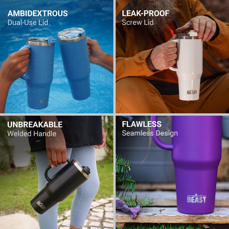 Greens Steel Beast 50 oz Tumbler Stainless Steel Vacuum Insulated Coffee Ice Cup Double Wall Travel Flask (Deep Purple)  - Image 2