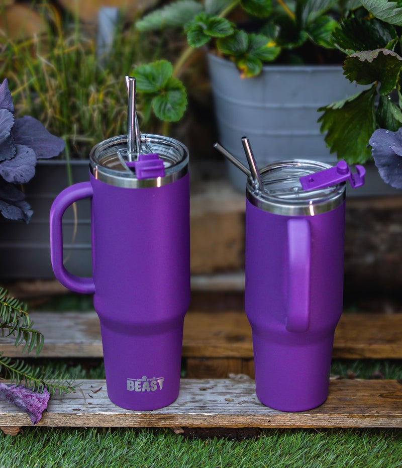 Greens Steel Beast 50 oz Tumbler Stainless Steel Vacuum Insulated Coffee Ice Cup Double Wall Travel Flask (Deep Purple)  - Image 5