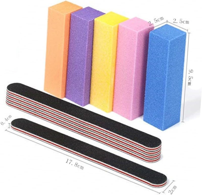 20pcs Double-Sided Square Nail File Emery Board Set High Bounce Nail Buffers Supplies Professional Manicure Kit for Home and Salon Use Random Color - Image 2