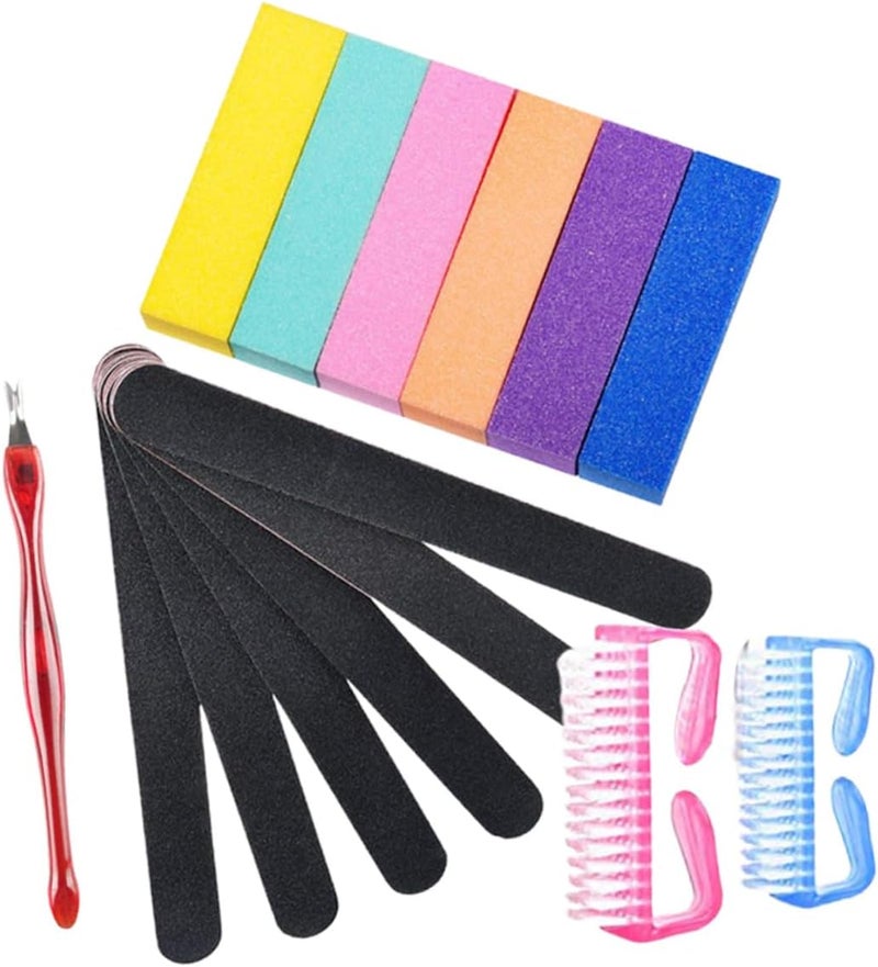 20pcs Double-Sided Square Nail File Emery Board Set High Bounce Nail Buffers Supplies Professional Manicure Kit for Home and Salon Use Random Color - Image 1