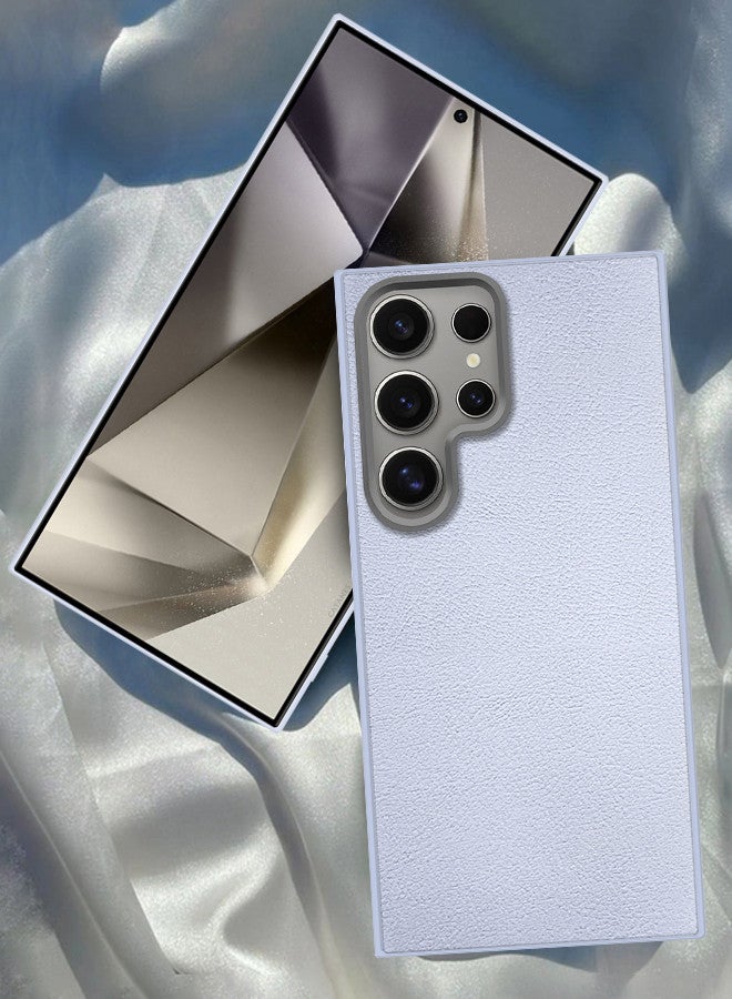 CATANES (for Samsung Galaxy S24 Ultra) Case Cover Leather Case with Lens Frame Shockproof Full Body Protective Cover Light Blue - Image 1