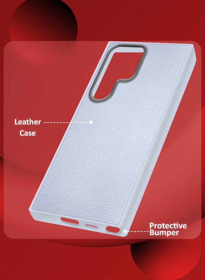 CATANES (for Samsung Galaxy S24 Ultra) Case Cover Leather Case with Lens Frame Shockproof Full Body Protective Cover Light Blue - Image 2