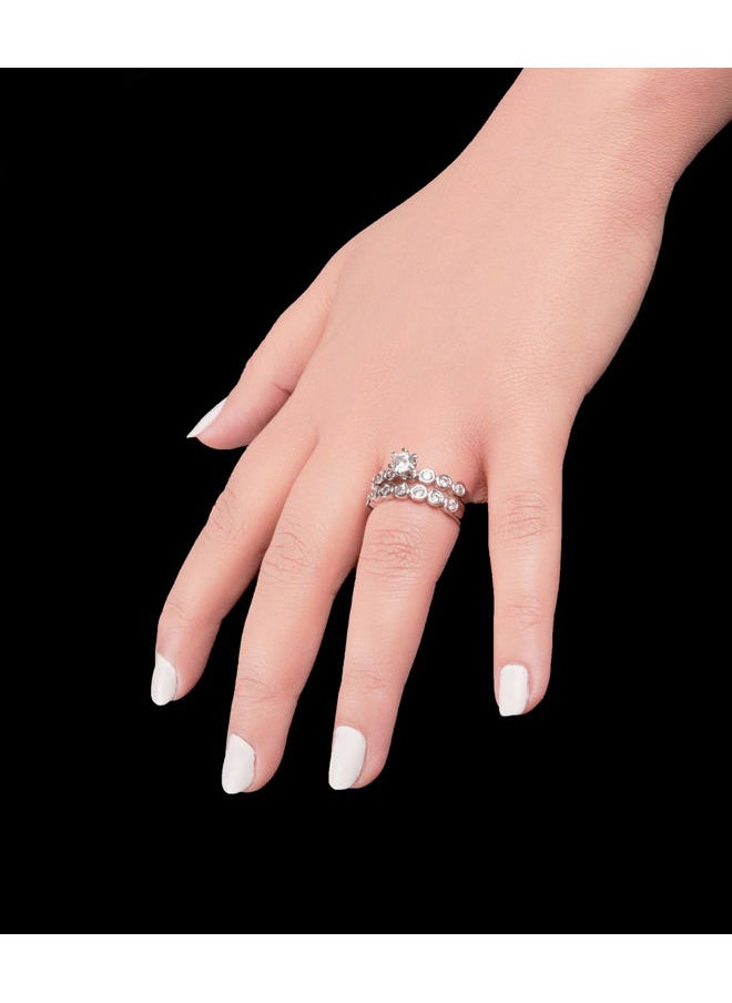 3Diamonds - Twins Ring Platinum Plated For Women With Zircon Stone - Silver - Image 1