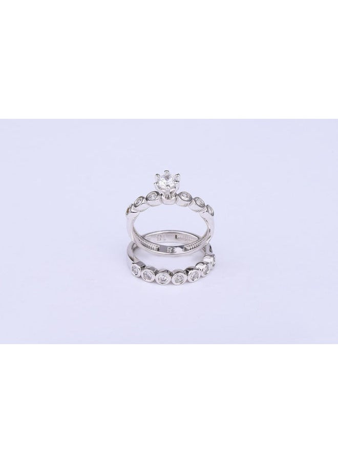 3Diamonds - Twins Ring Platinum Plated For Women With Zircon Stone - Silver - Image 1