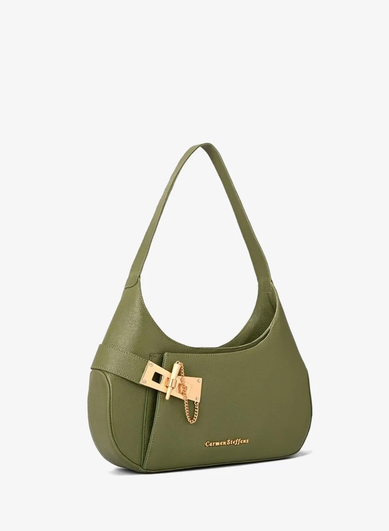 Hobo Bag Golden Clasp Military