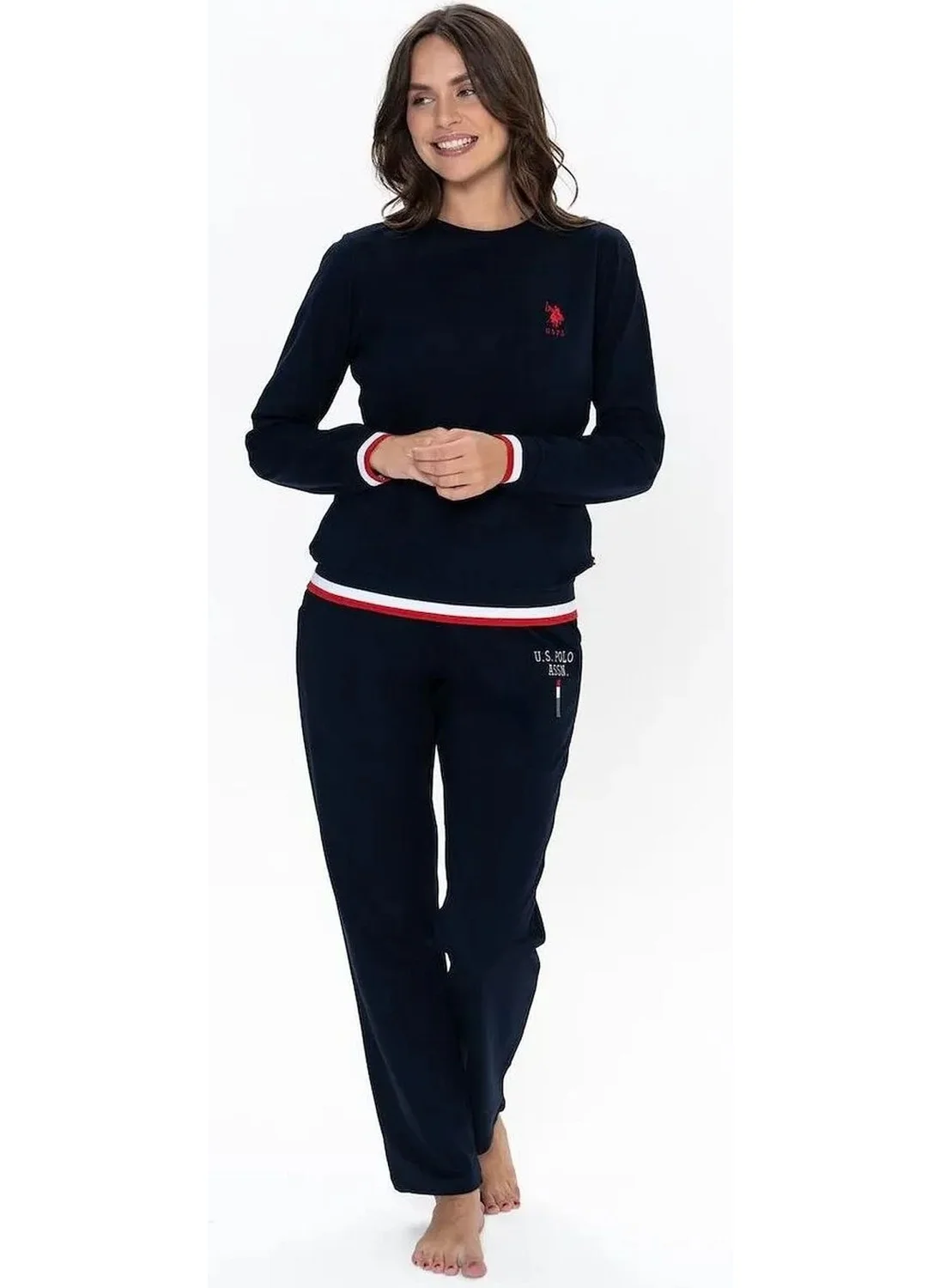 U.S. Polo Assn. 20110 Women's Long Sleeve Crew Neck Casual Home Wear-Navy Blue