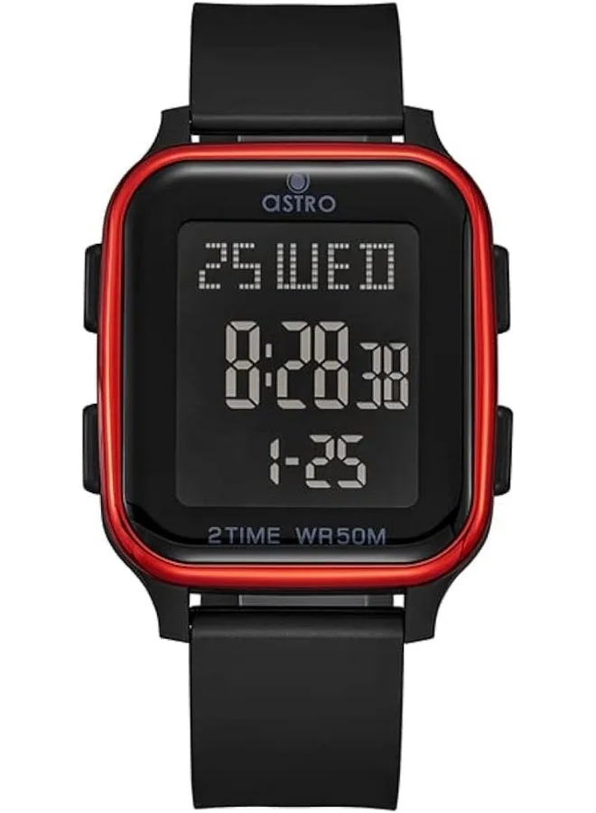 ASTRO Astro Kids Watch, Digital Display and Polyurethane Strap - A23908-PPBBR, Black