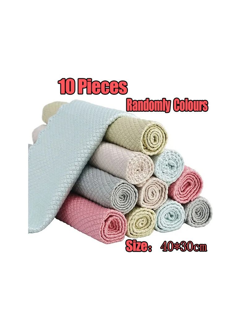 10-Pieces Microfiber Cleaning Fish Scale Cloth,Microfiber Polishing Cleaning Cloth for Dishes Glass,Reusable Cleaning Rags,Randomly Colours  - Image 1
