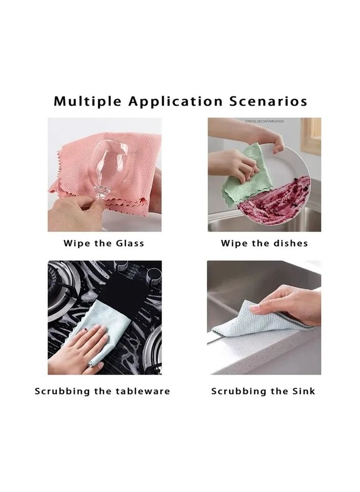 10-Pieces Microfiber Cleaning Fish Scale Cloth,Microfiber Polishing Cleaning Cloth for Dishes Glass,Reusable Cleaning Rags,Randomly Colours  - Image 4