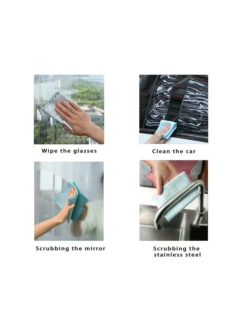 10-Pieces Microfiber Cleaning Fish Scale Cloth,Microfiber Polishing Cleaning Cloth for Dishes Glass,Reusable Cleaning Rags,Randomly Colours  - Image 2