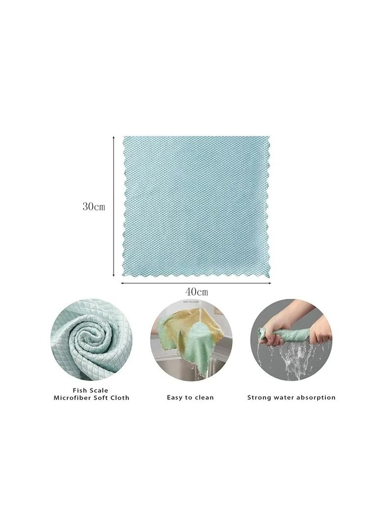 10-Pieces Microfiber Cleaning Fish Scale Cloth,Microfiber Polishing Cleaning Cloth for Dishes Glass,Reusable Cleaning Rags,Randomly Colours  - Image 5