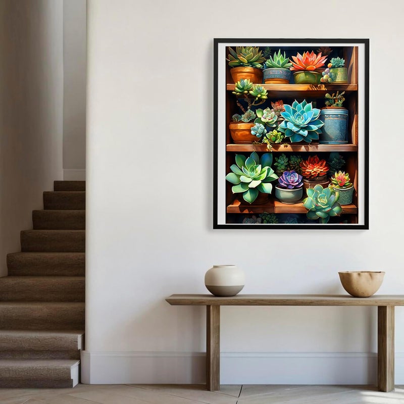 Meothan 5D Flowers Diamond Painting Kits for Adults DIY Plant Succulents Diamond Art Kits for Adults Beginners Full Drill Gem Art Crafts Kits for Home Wall Art Decor Gifts 12x16 inch - Image 4