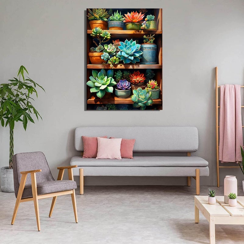 Meothan 5D Flowers Diamond Painting Kits for Adults DIY Plant Succulents Diamond Art Kits for Adults Beginners Full Drill Gem Art Crafts Kits for Home Wall Art Decor Gifts 12x16 inch - Image 2