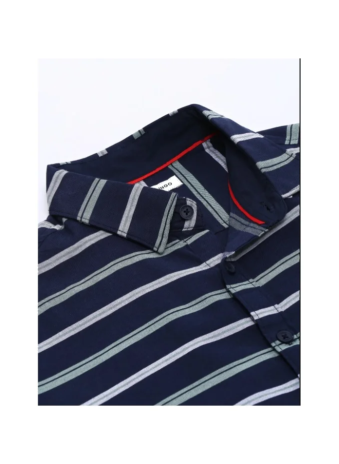 دينيس لينغو Men's Navy Slim Fit Cotton Casual Shirt