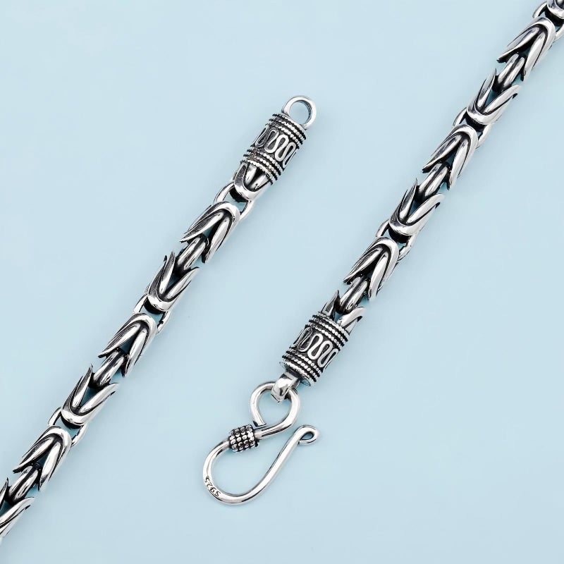 Silverso Italian Sterling Silver S925 Retro Chain Necklace for Men, Vintage Style Jewelry Gift (24 in Braided Hook) - Image 3